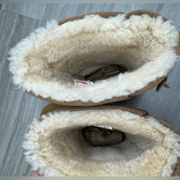 Ugg Allegra Double Bow Chestnut Shearling Mid Boots Womens Size 6 - Picture 12 of 14